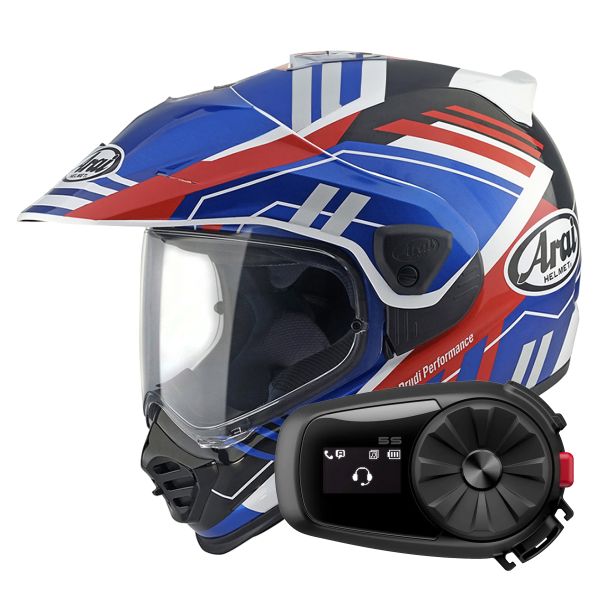 Integrale Arai Tour-X5 Trail Blue White Red + Kit Bluetooth 5S Solo