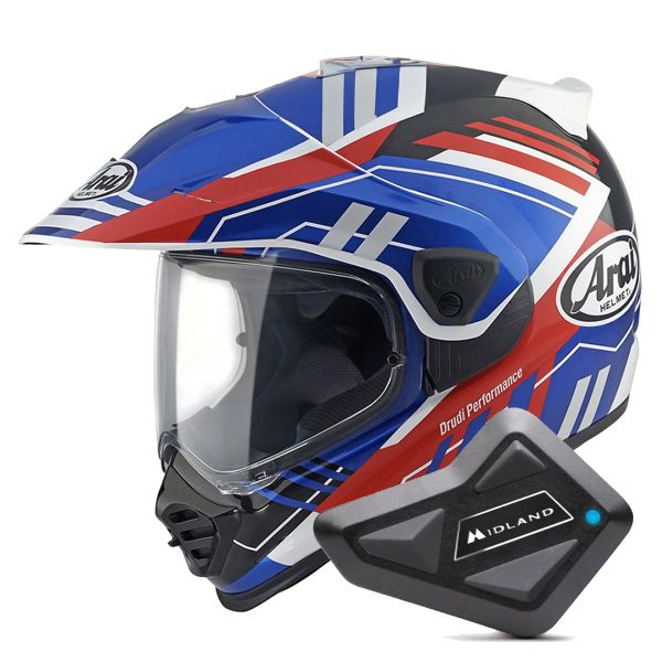Integrale Arai Tour-X5 Trail Blue White Red + Kit Bluetooth BT Mini