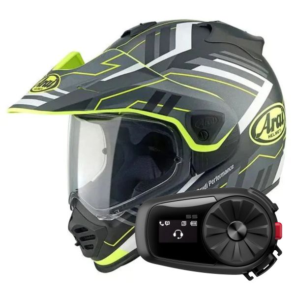 Integrale Arai Tour-X5 Trail Yellow White Black + Kit Bluetooth 5S Solo