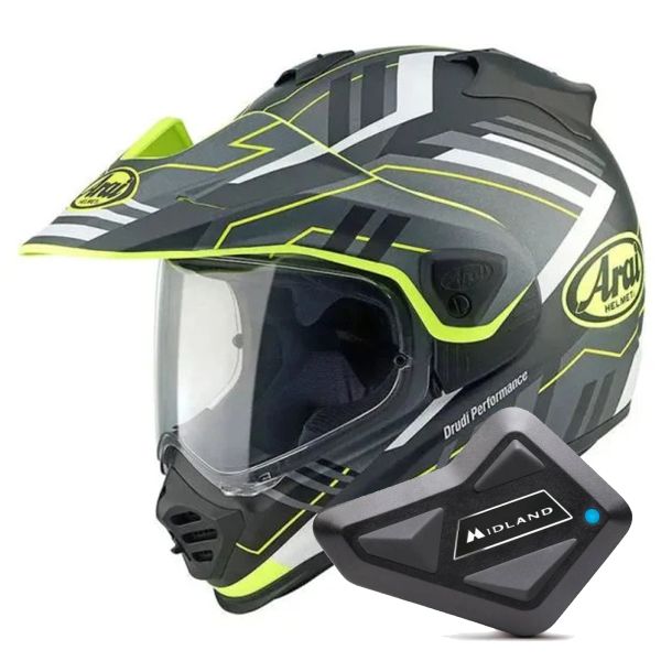Integrale Arai Tour-X5 Trail Yellow White Black + Kit Bluetooth BT Mini