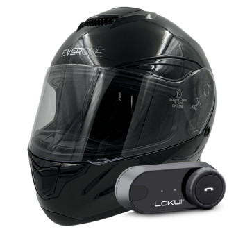 Integrale Everone X92RS Shiny Black + Kit Bluetooth Lokui K30