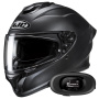 Casque Integrale HJC C71 Semi Flat Black + Kit bluetooth 5R Lite Solo