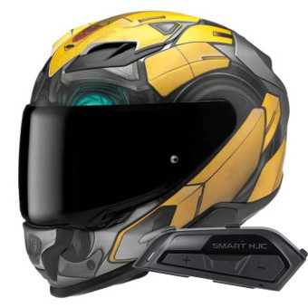 Casque Integrale HJC F71 Bumblebee Hasbro MC3SF + Kit Bluetooth Smart 21B Flat Black