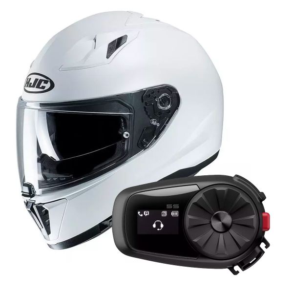 Integrale HJC i70 Pearl White + Kit Bluetooth Sena 5S Solo