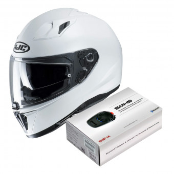 Integrale HJC i70 Semi Flat Pearl White + Kit Bluetooth Sena SMH5 Solo