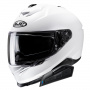 Casque Integrale HJC i71 Semi Flat Pearl White + Kit Bluetooth Smart 21B