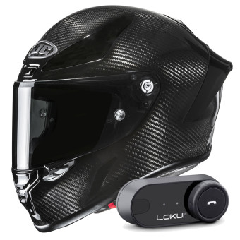 Casque Integrale HJC RPHA 1 V2 Carbon Black + Kit Bluetooth Lokui K30