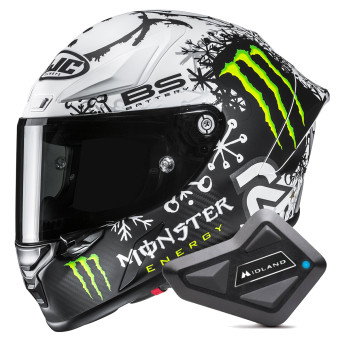 Casque Integrale HJC RPHA 1 V2 Carbon Snow Diablo MC10SF + Kit Bluetooth BT Mini Casque Integrale HJC RPHA 1 V2 Carbon Snow Diablo MC10SF + Kit Bluetooth BT Mini