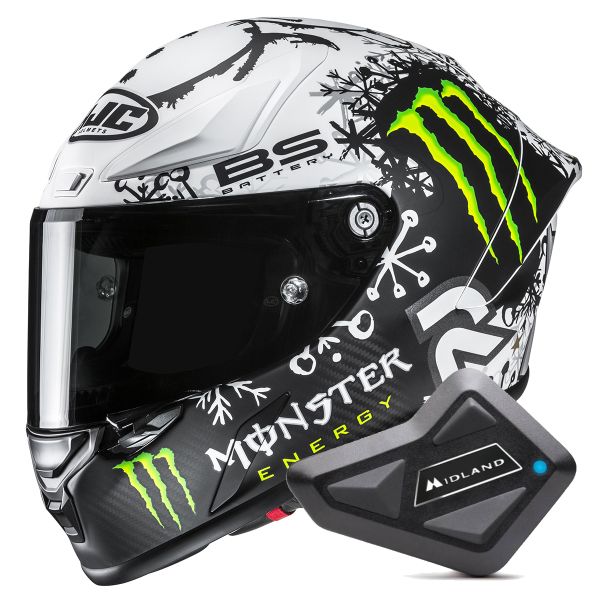 Integrale HJC RPHA 1 V2 Carbon Snow Diablo MC10SF + Kit Bluetooth BT Mini