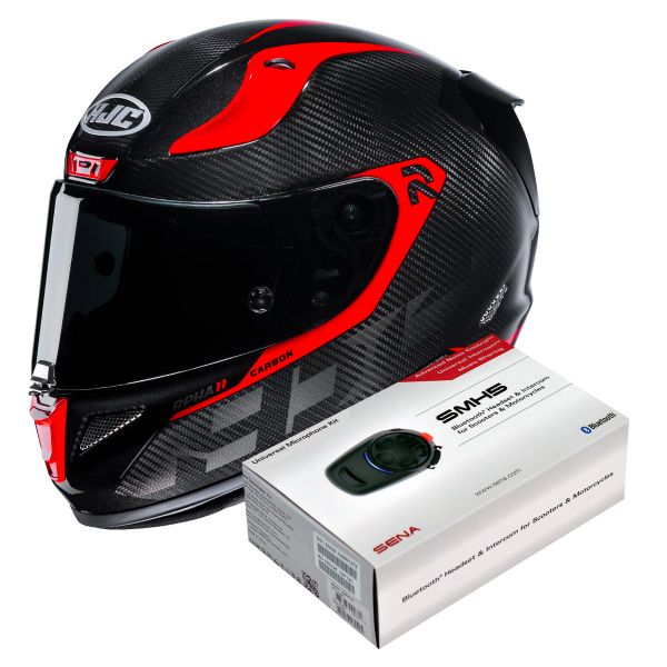 Pack Casco Moto + Kit Bluetooth : HJC RPHA 11 Carbon Bleer MC1 + Kit  Bluetooth SMH5 Solo | iCasque.it