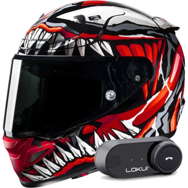 Integrale HJC RPHA 12 Maximized Venom Marvel + Kit Bluetooth Lokui K30