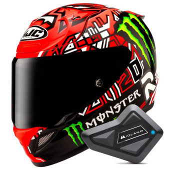 Casque Integrale HJC RPHA 12 Quartararo Replica II MC1 + Kit Bluetooth BT Mini Casque Integrale HJC RPHA 12 Quartararo Replica II MC1 + Kit Bluetooth BT Mini