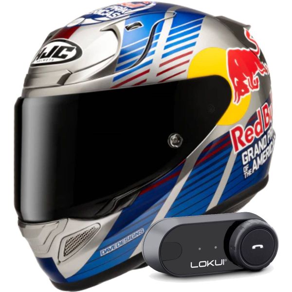 Integrale HJC RPHA 12 Red Bull Austin GP 2 MC21 + Kit Bluetooth Lokui K30