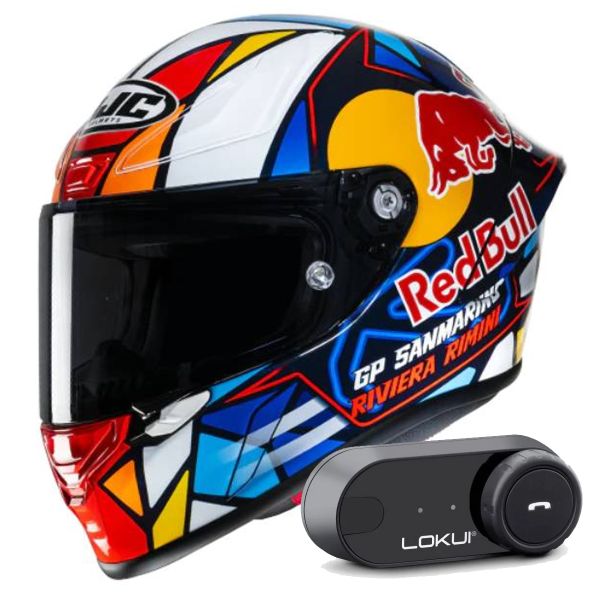 Integrale HJC RPHA1 Red Bull Misano GP MC21 + Kit Bluetooth Lokui K30