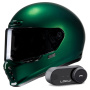 Casque Integrale HJC V10 Deep Green + Kit Bluetooth Lokui K30