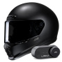 Casque Integrale HJC V10 Semi Flat Black + Kit Bluetooth Lokui K30