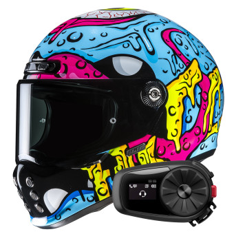 Integrale HJC V10 Squeeze MC28 + Kit Bluetooth 5S Solo