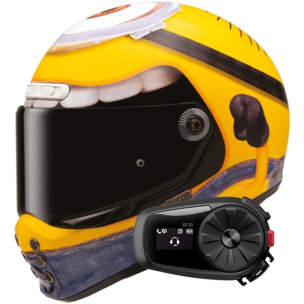 Integrale HJC V10 Stuart Minions MC3 + Kit Bluetooth 5S Solo Integrale HJC V10 Stuart Minions MC3 + Kit Bluetooth 5S Solo