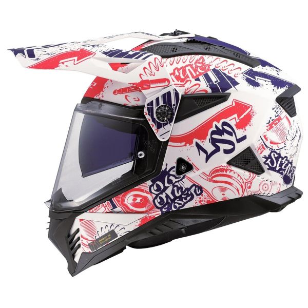 LS2 Pioneer II Fantasia Bianco Rosso Blu MX702