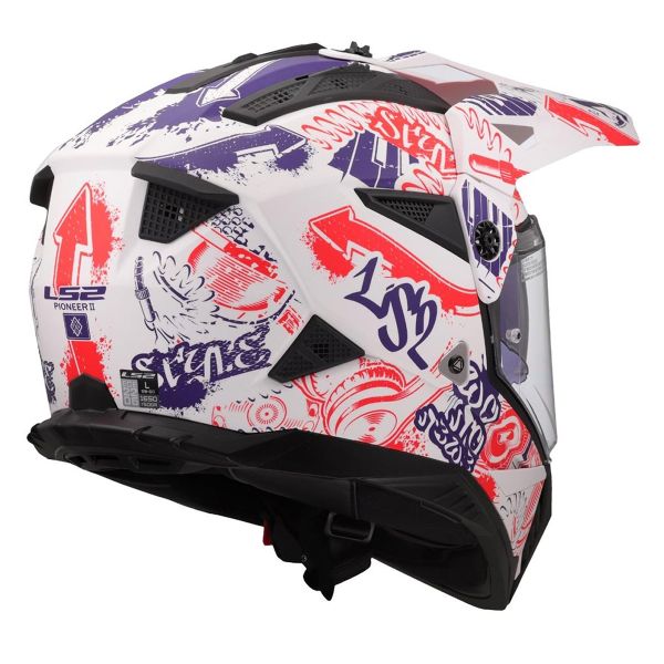 LS2 Pioneer II Fantasia Bianco Rosso Blu MX702