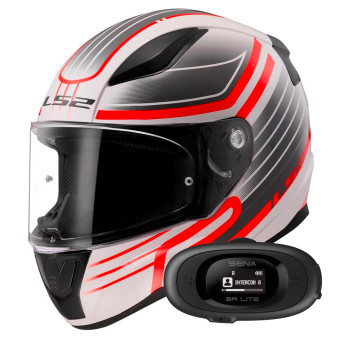 Integrale LS2 Rapid II Circuit White Red FF353 + Kit bluetooth 5R Lite Solo