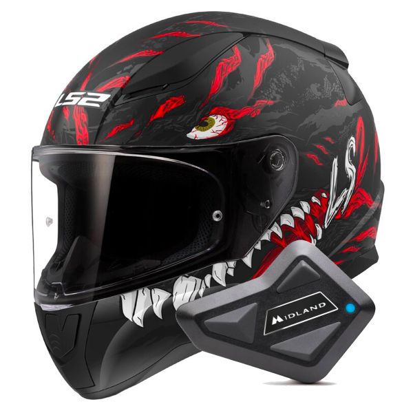 Integrale LS2 Rapid II Kaiju Matt Black Red White FF353 + Kit Bluetooth BT Mini Integrale LS2 Rapid II Kaiju Matt Black Red White FF353 + Kit Bluetooth BT Mini
