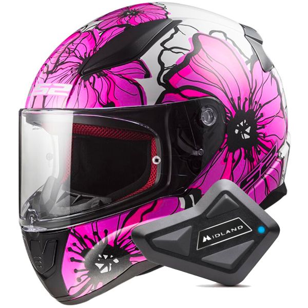 Integrale LS2 Rapid II Poppies Pink FF353 + Kit Bluetooth BT Mini Integrale LS2 Rapid II Poppies Pink FF353 + Kit Bluetooth BT Mini