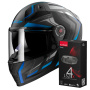 Casque Integrale LS2 Vector II Alizer Matt Black Blue FF811 + Kit Bluetooth 4X Cardo