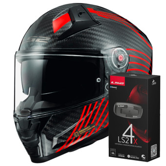 Integrale LS2 Vector II C Flux Red FF811 + Kit Bluetooth 4X Cardo