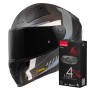 Casque Integrale LS2 Vector II C Grid Matt Black Grey FF811 + Kit Bluetooth 4X Cardo
