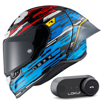 Integrale Nexx X.R3R Glitch Racer Blue Red + Kit Bluetooth Lokui K30