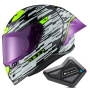 Casque Integrale Nexx X.R3R Glitch Racer White Neon + Kit Bluetooth BT Mini