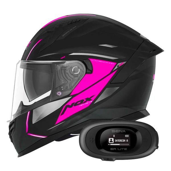 Integrale NOX N401 Xeno Matt Black Pink + Kit bluetooth 5R Lite Solo