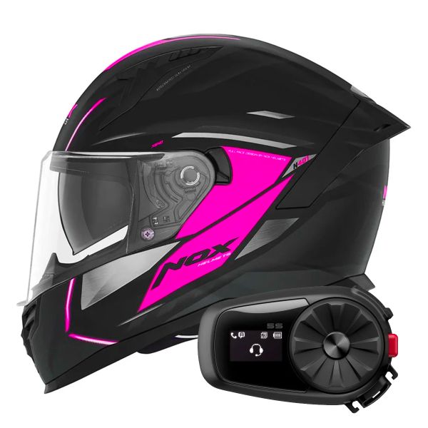 Integrale NOX N401 Xeno Matt Black Pink + Kit Bluetooth 5S Solo