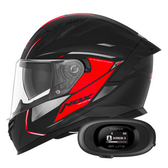 Integrale NOX N401 Xeno Matt Black Red + Kit bluetooth 5R Lite Solo