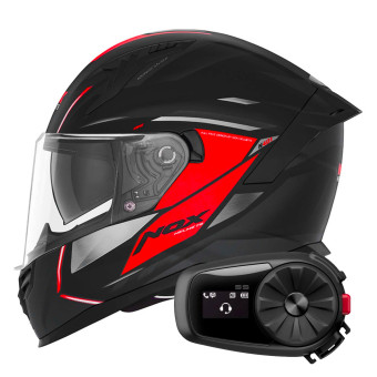 Integrale NOX N401 Xeno Matt Black Red + Kit Bluetooth 5S Solo
