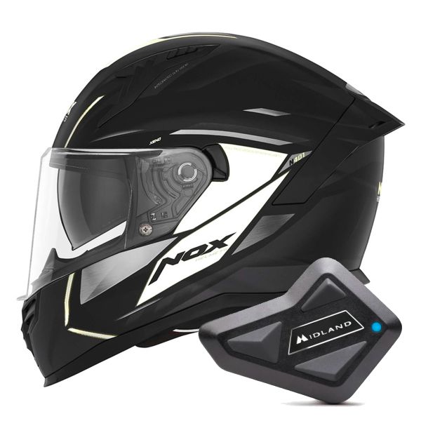 Integrale NOX N401 Xeno Matt Black White + Kit Bluetooth BT Mini