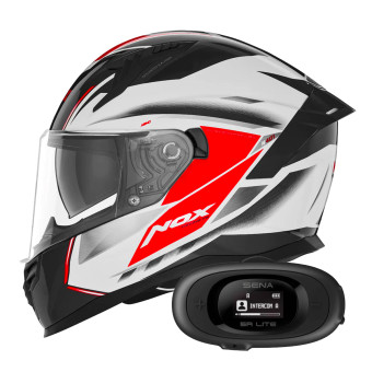 Integrale NOX N401 Xeno White Red + Kit bluetooth 5R Lite Solo