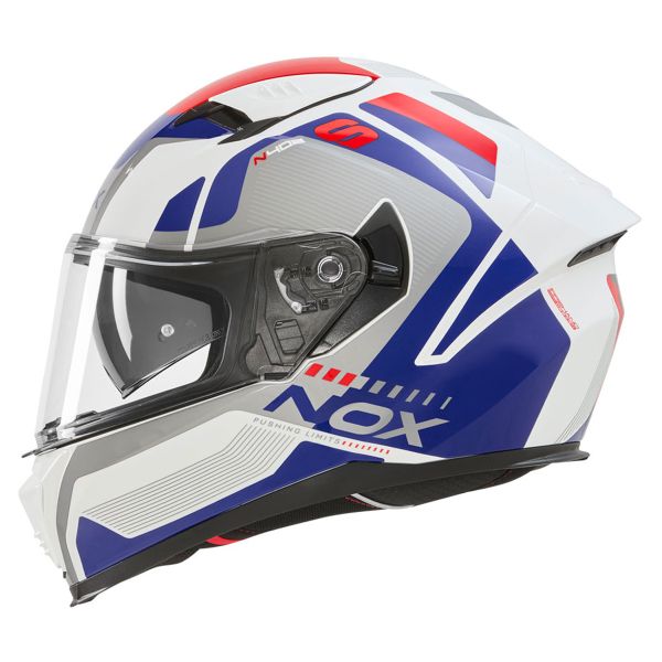 NOX N402 Mentor White Blue Red Shiny