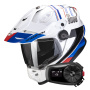 Casque Integrale Scorpion ADF 9000 Air Desert White Blue Red + Kit Bluetooth 5S Solo