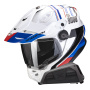 Casque Integrale Scorpion ADF 9000 Air Desert White Blue Red + Kit bluetooth Exo-Com Link-1