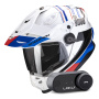 Casque Integrale Scorpion ADF 9000 Air Desert White Blue Red + Kit Bluetooth Lokui K30