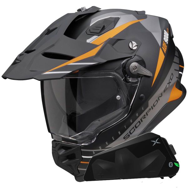 Integrale Scorpion ADF 9000 Air Feat Black Mat Orange + Kit bluetooth Exo-Com Link-1C Integrale Scorpion ADF 9000 Air Feat Black Mat Orange + Kit bluetooth Exo-Com Link-1C