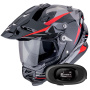 Casque Integrale Scorpion ADF 9000 Air Feat Black Silver Red + Kit bluetooth 5R Lite