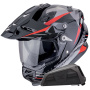 Casque Integrale Scorpion ADF 9000 Air Feat Black Silver Red + Kit bluetooth Exo-Com Link-1
