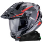 Casque Integrale Scorpion ADF 9000 Air Feat Black Silver Red + Kit bluetooth Exo-Com Link-1C