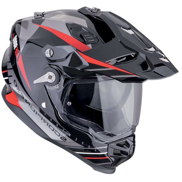 Scorpion ADF 9000 Air Feat Black Silver Red + Kit Bluetooth 5S Solo