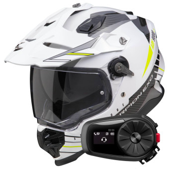 Integrale Scorpion ADF 9000 Air Feat White Black Yellow fluo + Kit bluetooth 5R Lite Solo