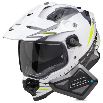 Integrale Scorpion ADF 9000 Air Feat White Black Yellow fluo + Kit Bluetooth BT Mini