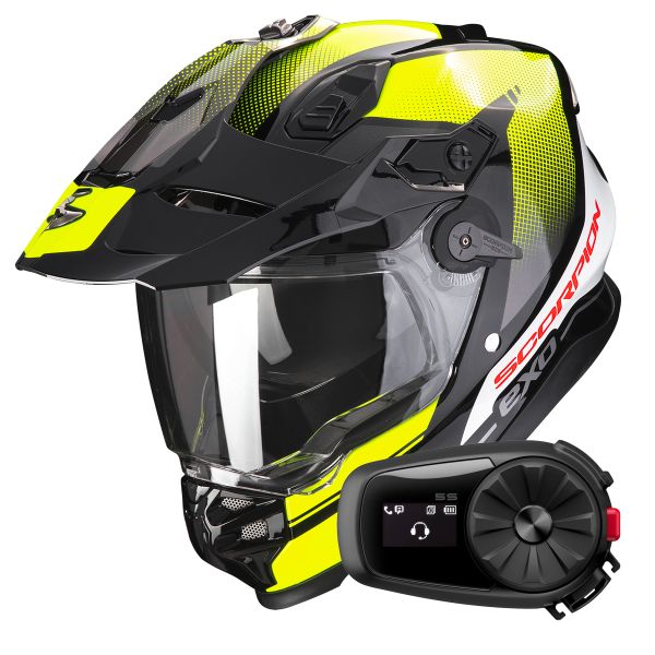 Integrale Scorpion ADF 9000 Air Trail Black Neon Yellow + Kit Bluetooth 5S